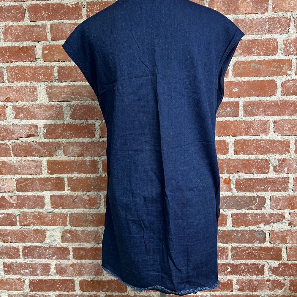 WILFRED FREE dark blue denim jean shift dress tunic pockets western Aritzia - Picture 7 of 8